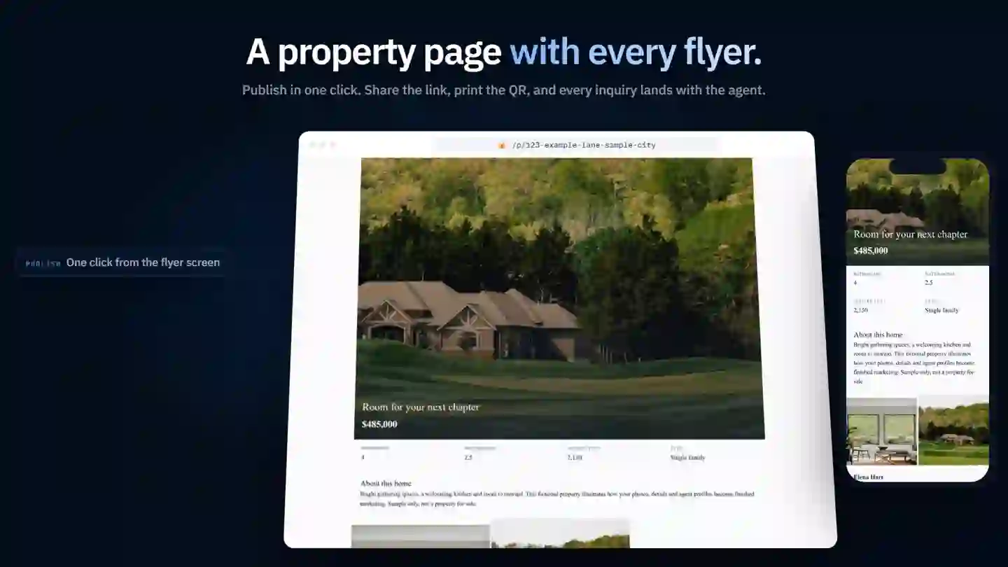 Property website shown on desktop and mobile in the product overview